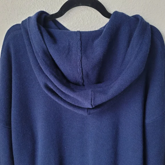 NWT The Kooples Wool Cashmere Blend Knit Hoodie Sweater, Size FR 2/US 6, Navy